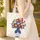 Red White Blue Floral Vase Swirling Vines Star Cartouche - Everyday Home Decor Gift Quilted Tote Bag - 4