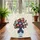 Red White Blue Floral Vase Swirling Vines Star Cartouche - Everyday Home Decor Gift Quilted Tote Bag - 3