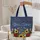 Ornate Dark Blue Cross Sunflowers Wildflowers - Faith Lifestyle Gift Quilted Tote Bag - 5