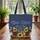 Ornate Dark Blue Cross Sunflowers Wildflowers - Faith Lifestyle Gift Quilted Tote Bag - 3