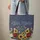 Ornate Dark Blue Cross Sunflowers Wildflowers - Faith Lifestyle Gift Quilted Tote Bag - 6