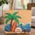 Personalized Palm Tree Surfboard Crab Seashells Ocean - Summer Vacation Gift Quilted Tote Bag - 1