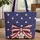 Americana Ornate Striped Bow with Ribbons Stars - Independence Day Celebration Quilted Tote Bag - 1