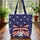 Americana Ornate Striped Bow with Ribbons Stars - Independence Day Celebration Quilted Tote Bag - 3