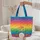 Personalized Peace Sign Rainbow Folk Flowers with Organic Lines - Boho Lifestyle Gift Quilted Tote Bag - 5