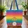 Personalized Peace Sign Rainbow Folk Flowers with Organic Lines - Boho Lifestyle Gift Quilted Tote Bag - 3