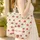 Delicate Red Flower Leaf Vine Botanical Wreath Personalized Name - Everyday Tote Gift Quilted Tote Bag - 4