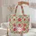 Indian Floral Vines Large Flowers Medallion 'Your Name' - Boho Home Decor Gift Quilted Tote Bag - 5