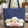 Three Lambs Ribbon Swirling Waves Personalized Baby Nursery Gift for Girls Quilted Tote Bag - 1