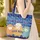 Colorful Three Sheep with Wave Background Storybook Name Lifestyle Gift for Sheep Lover Quilted Tote Bag - 4