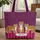 Fuchsia Purple Maroon Tigers Paisley Botanical Scroll - Personalized Wildlife Lover Gift Quilted Tote Bag - 1