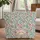 Indian Botanical Floral Medallion Vines Palm Leaves Boho Lifestyle Gift for Her Quilted Tote Bag - 1