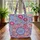 Fuchsia Pink Blossom Central Bouquet Floral Wreath - Boho Lifestyle Everyday Carry Gift Quilted Tote Bag - 3