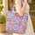 Fuchsia Pink Blossom Central Bouquet Floral Wreath - Boho Lifestyle Everyday Carry Gift Quilted Tote Bag - 4