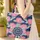 Fuchsia Pink Flowers Teal Leaves Personalized Name Floral Wreath – Lifestyle Gift Quilted Tote Bag - 4