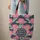 Fuchsia Pink Flowers Teal Leaves Personalized Name Floral Wreath – Lifestyle Gift Quilted Tote Bag - 6