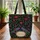 Crimson Steel Blue Songbirds Botanical Floral Wreath Name - Personalized Everyday Gift Quilted Tote Bag - 3