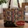 Black Cat Vintage Books Floral Wreath - Cat Lover Literary Home Decor Gift Quilted Tote Bag - 1