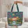 Tropical Waterfall Sunset Hibiscus Palm Birds of Paradise Floral Wreath - Tropical Lifestyle Gift Quilted Tote Bag - 5