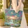 Tropical Waterfall Sunset Hibiscus Palm Birds of Paradise Floral Wreath - Tropical Lifestyle Gift Quilted Tote Bag - 4