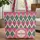 Ikat Medallion Vertical Jagged Feathered Edges - Boho Lifestyle Home Decor Gift Quilted Tote Bag - 1