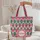 Ikat Medallion Vertical Jagged Feathered Edges - Boho Lifestyle Home Decor Gift Quilted Tote Bag - 5