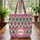 Ikat Medallion Vertical Jagged Feathered Edges - Boho Lifestyle Home Decor Gift Quilted Tote Bag - 3