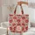 Red Flowers Olive Leaves Swirling Stems Botanical Wreath - Nature Lover Gift Quilted Tote Bag - 5