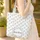 Blue Flowers Green Leaves Personalized Wreath - Everyday Lifestyle Gift Quilted Tote Bag - 4