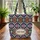Ikat Oval Medallion Geometric Shapes - Boho Lifestyle Gift for Daily Use and Travel Quilted Tote Bag - 3