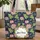 Navy Botanical Flowers Chrysanthemum Wreath - Floral Lifestyle Gift Quilted Tote Bag - 1