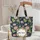 Navy Botanical Flowers Chrysanthemum Wreath - Floral Lifestyle Gift Quilted Tote Bag - 5