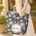 Navy Botanical Flowers Chrysanthemum Wreath - Floral Lifestyle Gift Quilted Tote Bag - 4