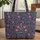 Fuchsia Floral Indian Bouquet Personalized Name Hoop Frame - Everyday Carry Gift Quilted Tote Bag - 1