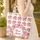 Pink Flower Olive Green Wreath Personalized Name Continuous Floral - Everyday Style Quilted Tote Bag - 4