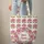 Pink Flower Olive Green Wreath Personalized Name Continuous Floral - Everyday Style Quilted Tote Bag - 6