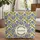 Botanical Floral Medallion Wreath Flowers Foliage - Everyday Carryall Boho Quilted Tote Bag - 1