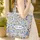 Three Tigers Blue Flowers Green Leaves Orange Accents Botanical - Wildlife Lover Everyday Tote Quilted Tote Bag - 4