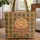 Ochre Orange Teal Indian Floral Bouquet Custom Name - Travel Essentials Quilted Tote Bag - 1