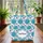 Aqua Blue Navy Chrysanthemum Flower Wreath - Daily Carryall Gift for Women Quilted Tote Bag - 3