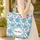 Aqua Blue Navy Chrysanthemum Flower Wreath - Daily Carryall Gift for Women Quilted Tote Bag - 4