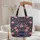 Ornate Botanical Bouquet Floral Wreath Pink Flowers Dark Blue - Everyday Use Gift Quilted Tote Bag - 5
