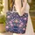 Ornate Botanical Bouquet Floral Wreath Pink Flowers Dark Blue - Everyday Use Gift Quilted Tote Bag - 4