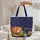 Sleeping Fox Vintage Books Flowers Personalized Name - Book Lover Gift Quilted Tote Bag - 5