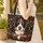 Bernese Mountain Dog Black Red Gold Floral Filigree Vines - Dog Lover Gift Quilted Tote Bag - 4