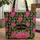 Black Fuchsia Rose Botanical Cluster Floral Wreath - Lifestyle Everyday Carry Quilted Tote Bag - 1