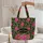 Black Fuchsia Rose Botanical Cluster Floral Wreath - Lifestyle Everyday Carry Quilted Tote Bag - 5