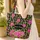Black Fuchsia Rose Botanical Cluster Floral Wreath - Lifestyle Everyday Carry Quilted Tote Bag - 4