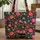 Fuchsia Red-Orange Teal Botanical Wreath Personalized Name - Everyday Tote Gift Quilted Tote Bag - 1