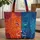 Filigree Cat Face Split Color Floral Wreath - Personalized Cat Lover Gift Quilted Tote Bag - 1